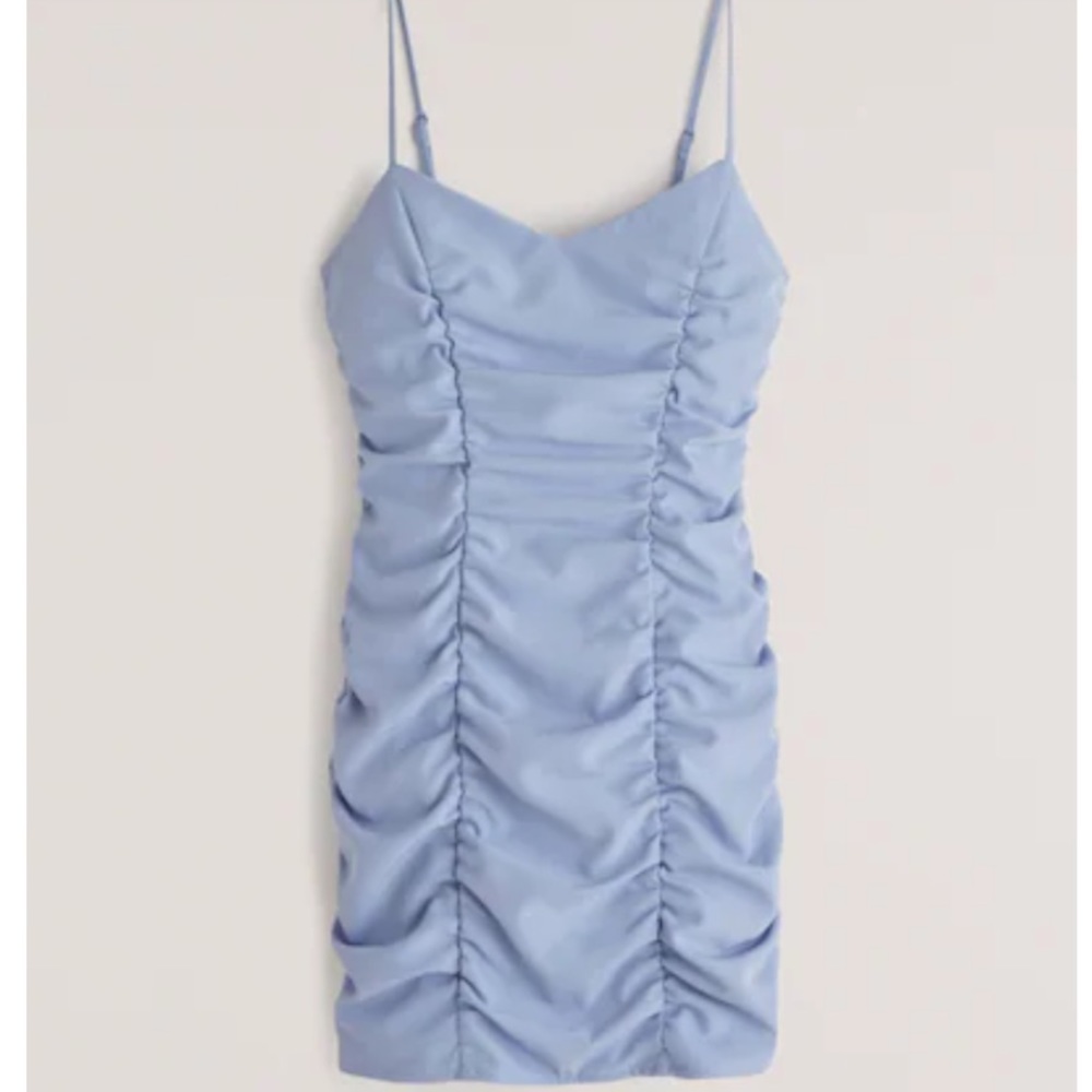 Abercrombie Ruched Mini Dress Light Blue